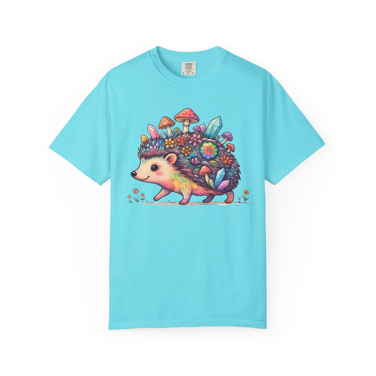 Color: Lagoon Blue | Hippy Hedgehog Unisex Garment-Dyed Tee