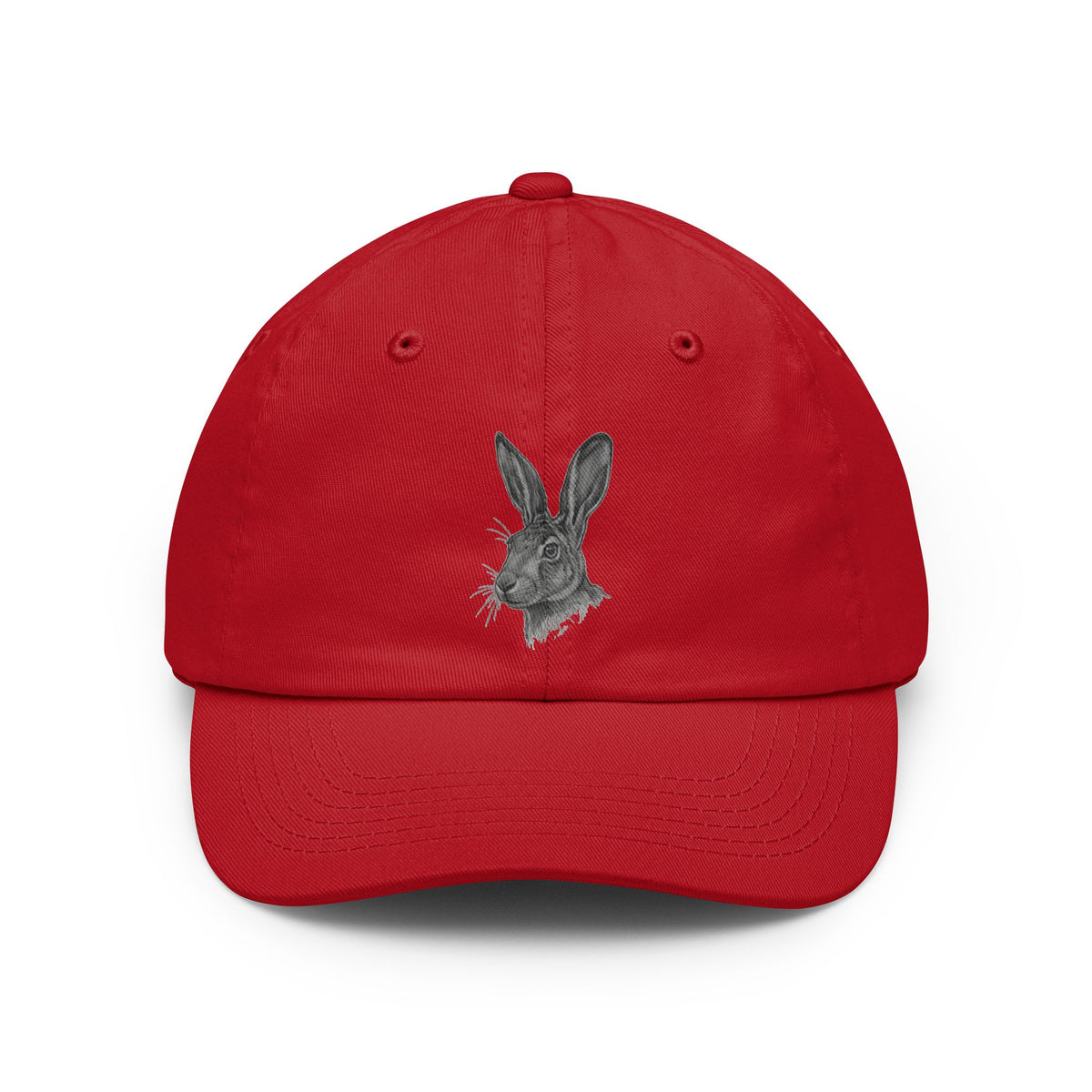 Color: Red | Pencil Sketch Art Jack Rabbit Dad Hat — Graphic