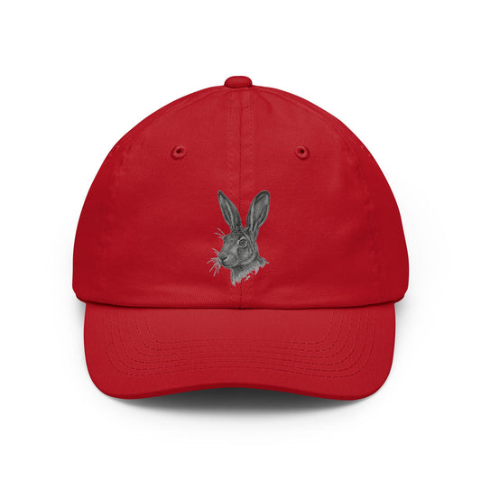 Color: Red | Pencil Sketch Art Jack Rabbit Dad Hat — Graphic