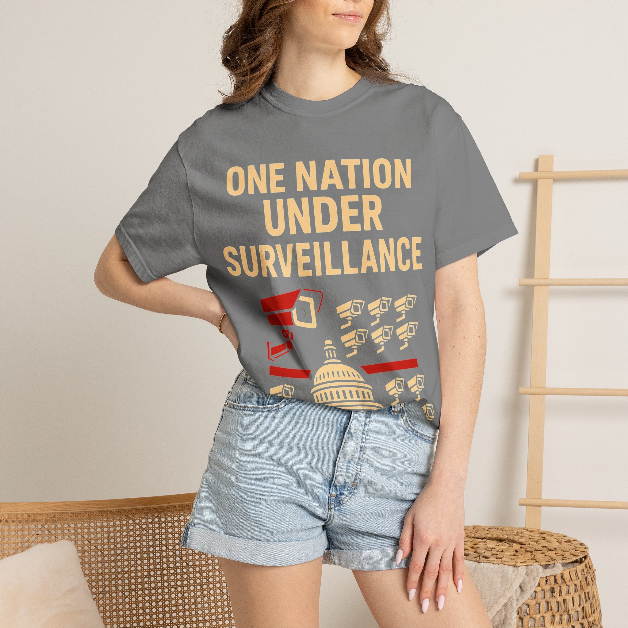 "One Nation Under Surveillance T-Shirt" Unisex Garment-Dyed T-shirt