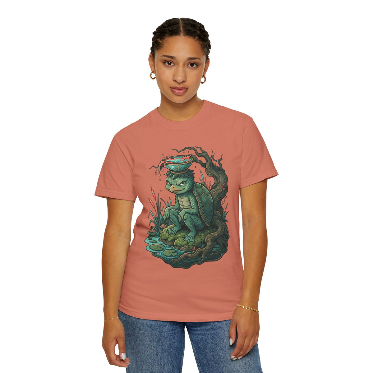 Color: Terracotta | Kappa (Japanese Folklore) Unisex Garment-Dyed Tee