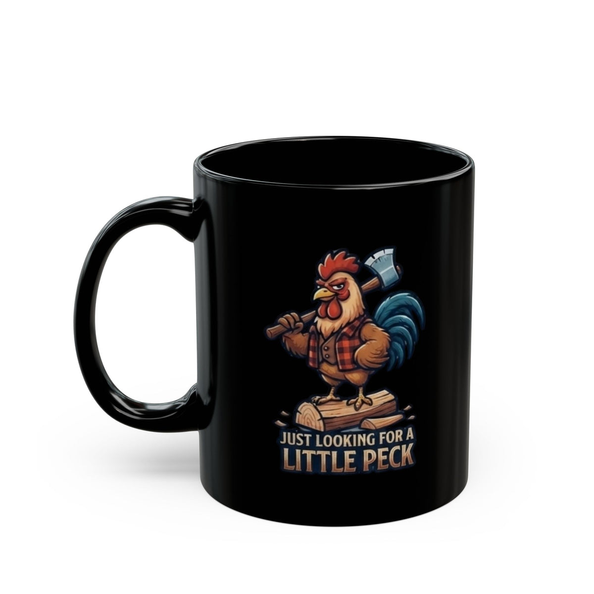 "Looking For A Little Peck" Black Ceramic Mug