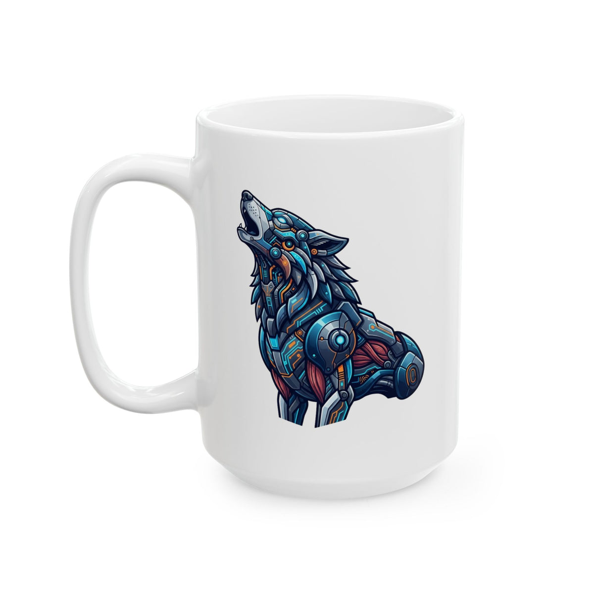 "Cyber Wolf" White Ceramic Mug