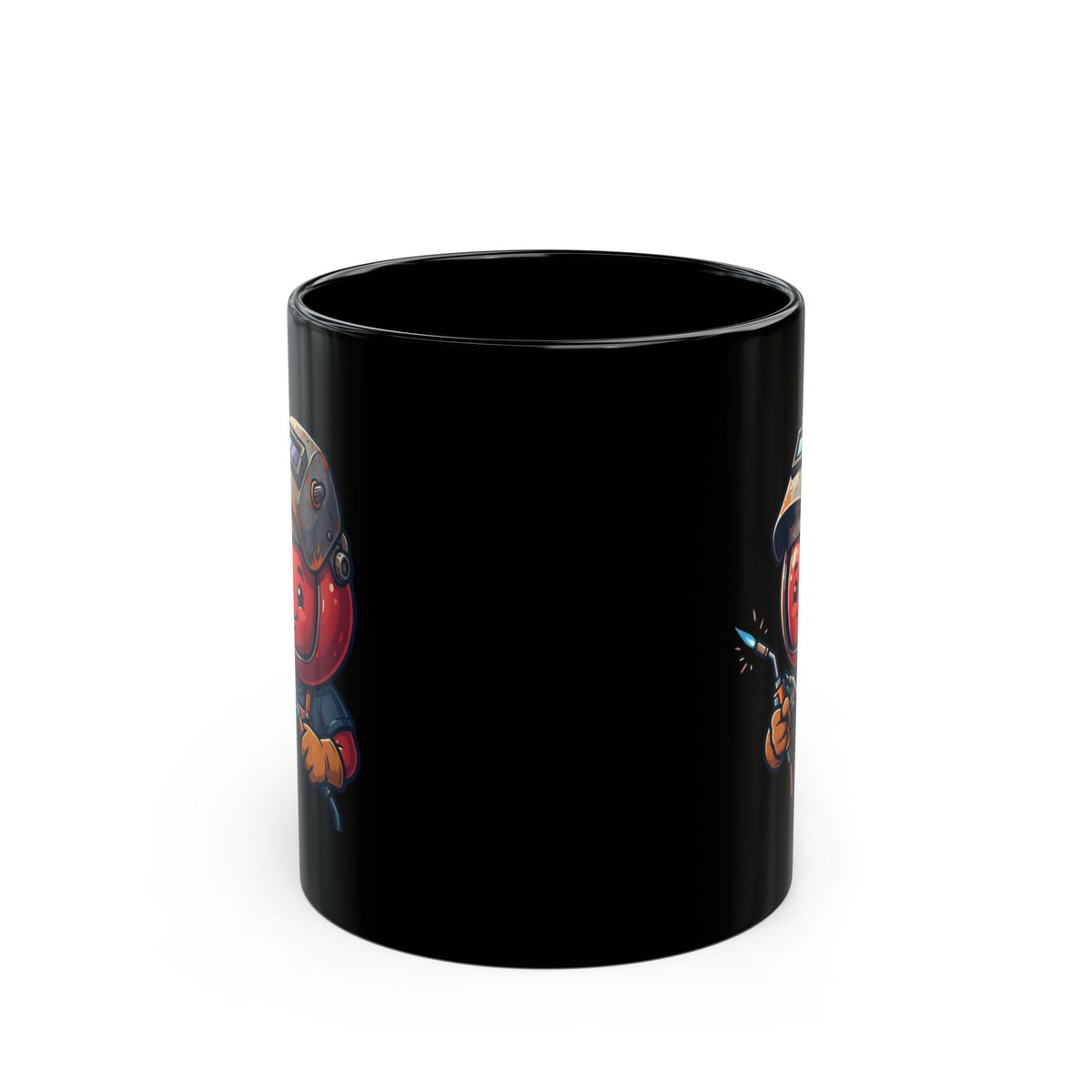"Professional Cherry Popper" Black Ceramic Mug — Graphic
