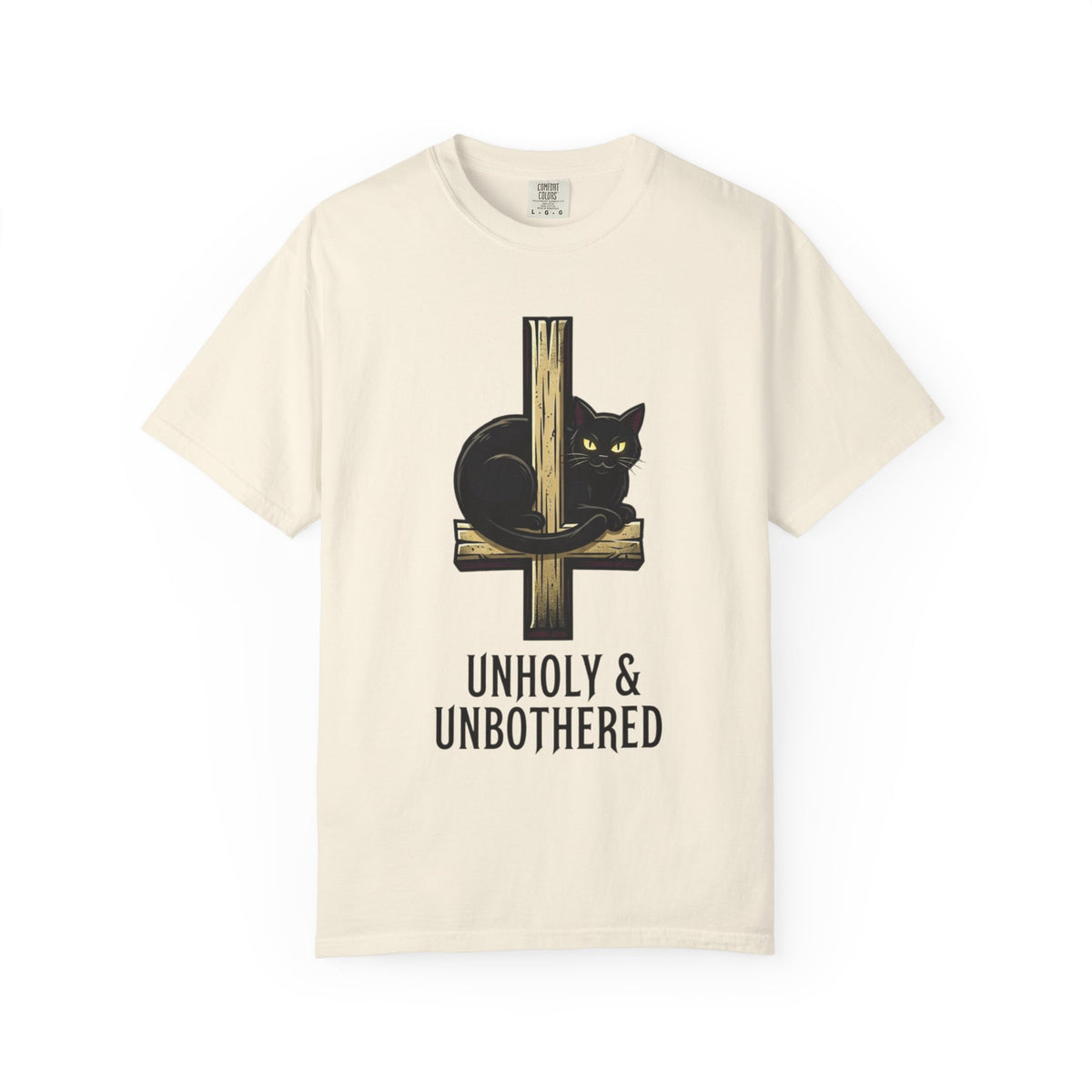 Color: Ivory | Unholy and Unbothered Unisex Garment-Dyed Tee