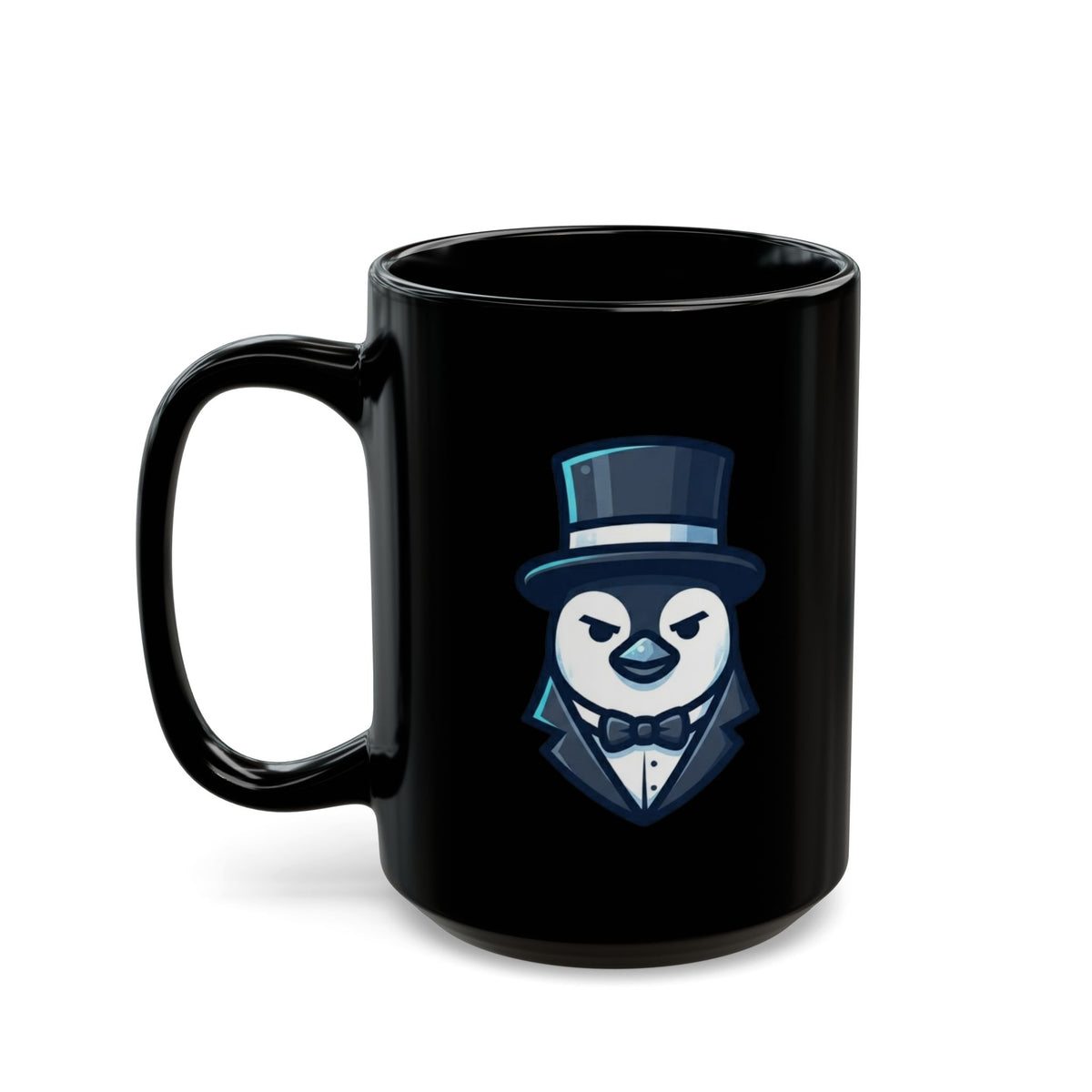 "Penguin Credible" Black Ceramic Mug — Graphic