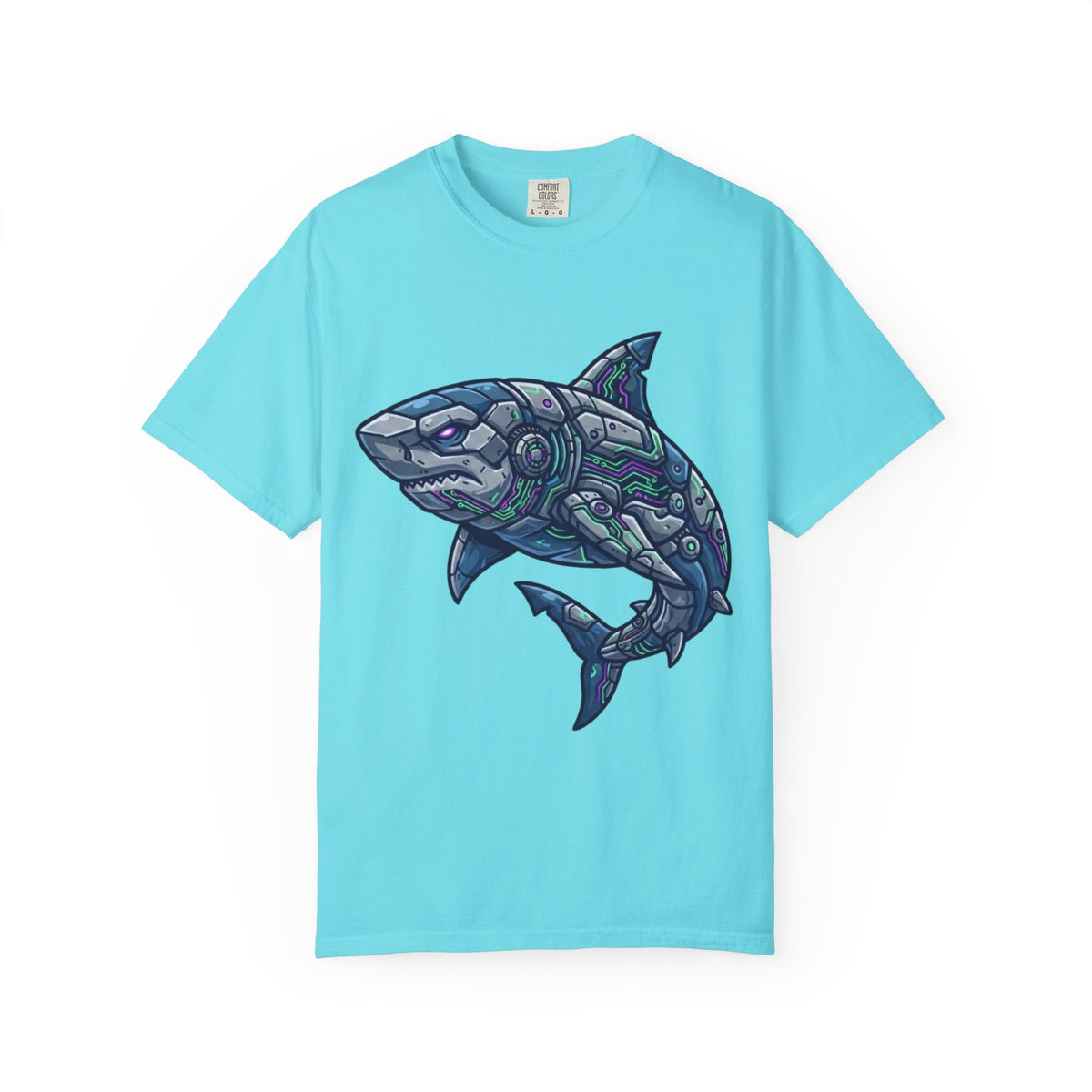 Color: Lagoon Blue | Cyber Shark Unisex Garment-Dyed Tee