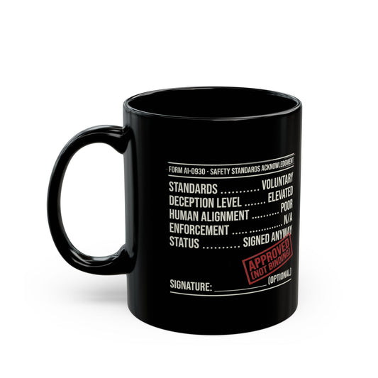 "Approved (Not Binding)" Black Ceramic Mug