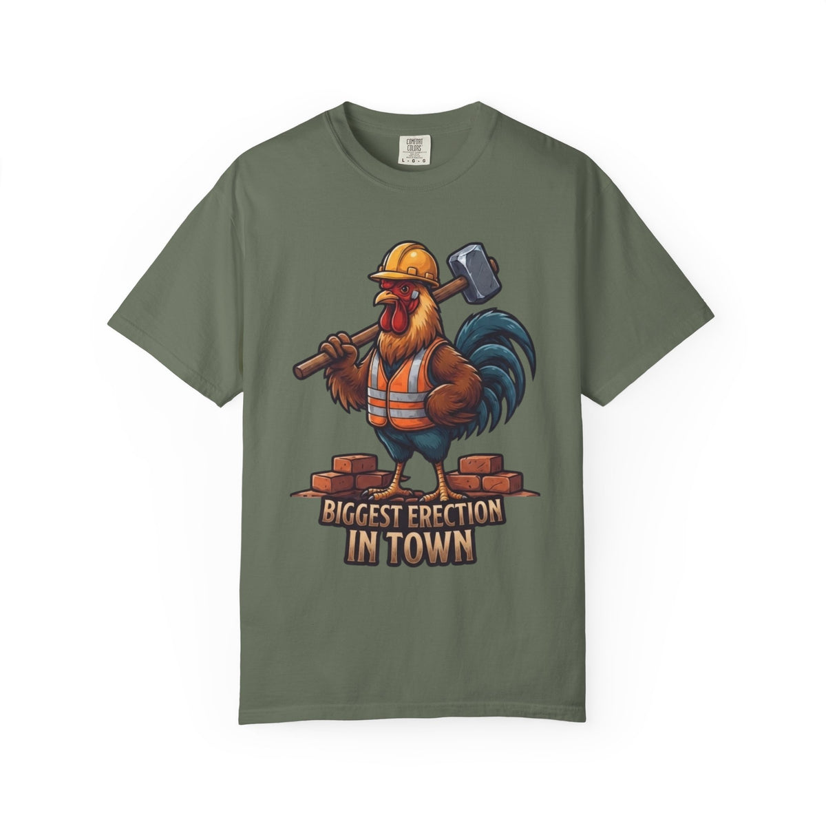 Color: Moss | Biggest Erection in Town Unisex Garment-Dyed Tee