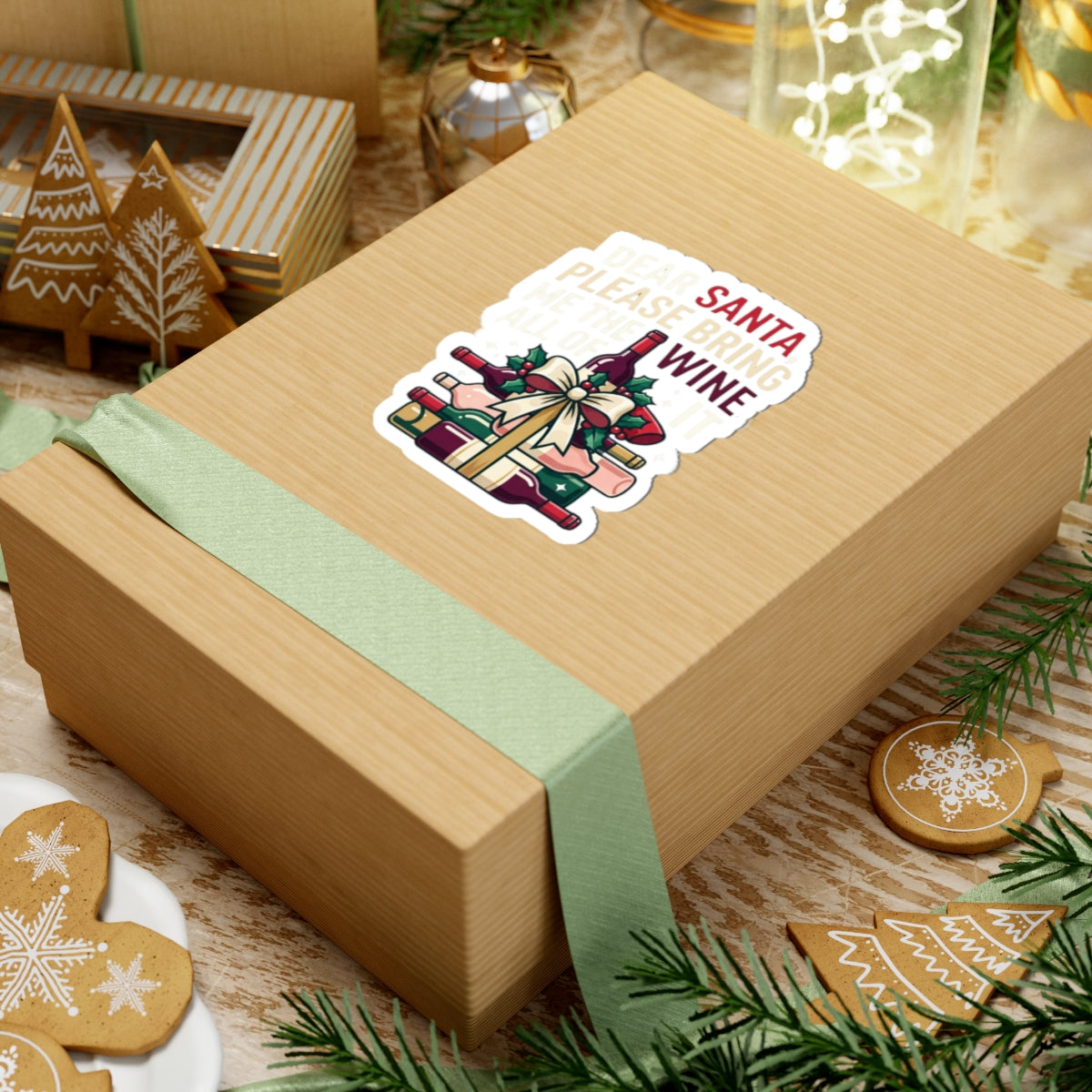"Santa Bring Me Wine" Sticker — Main