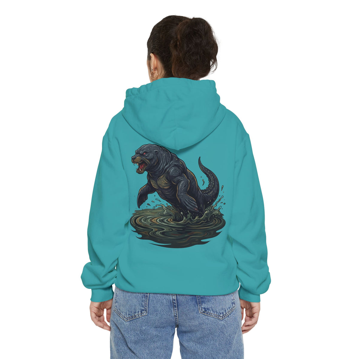 Color: Seafoam | Bunyip (Australian Aboriginal Mythology) Garment-Dyed Hoodie