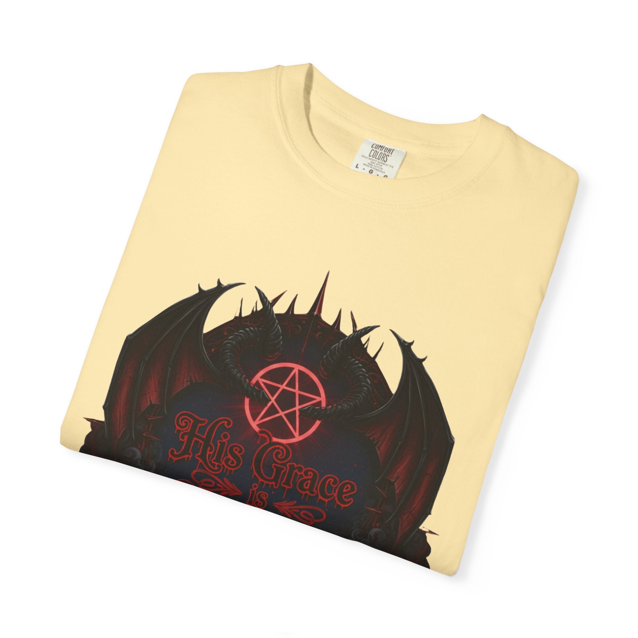 "His Grace is Sufficient Gothic T-Shirt" Unisex Garment-Dyed T-shirt