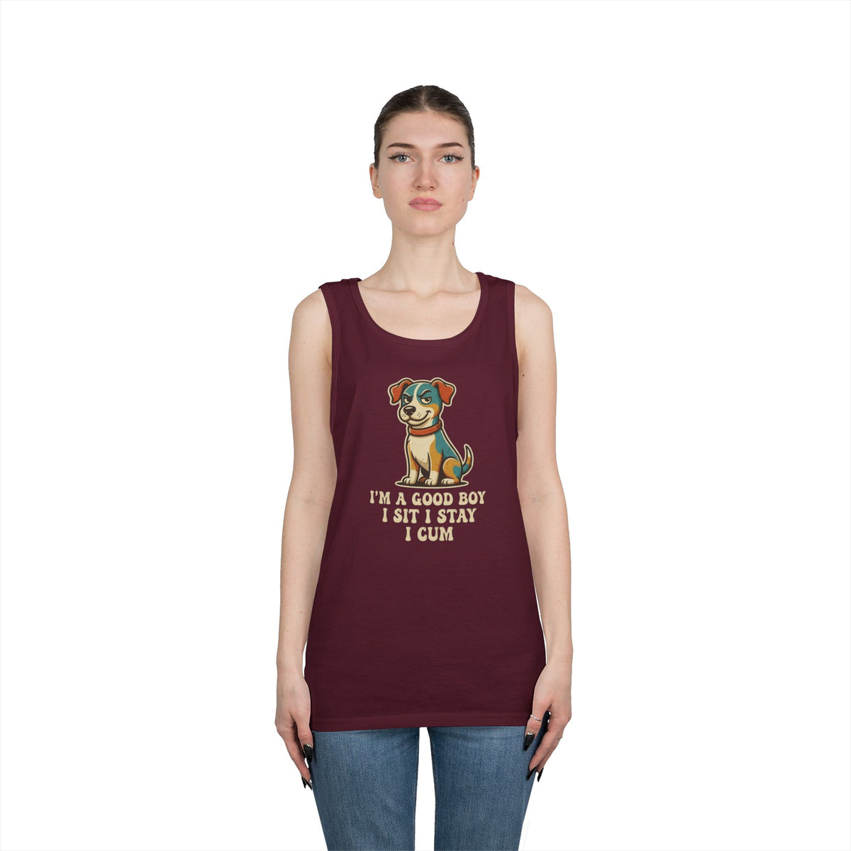 Color: Maroon | I'm A Good Boy Tank Top