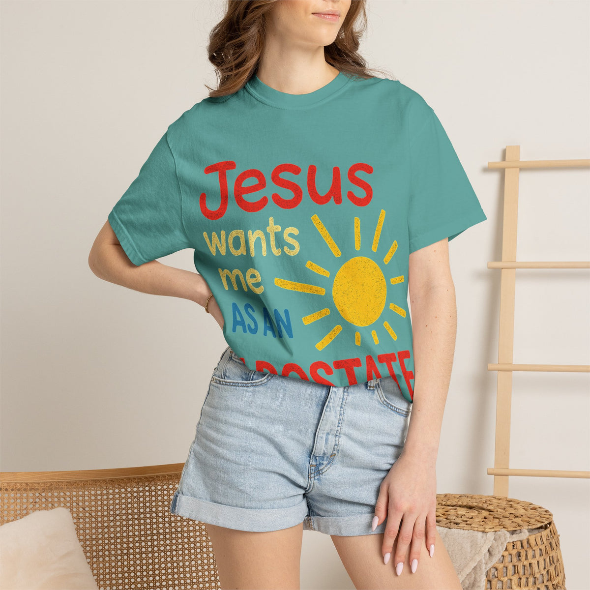 Color: Seafoam | Jesus Wants Me As An Apostate Unisex Garment-Dyed T-shirt