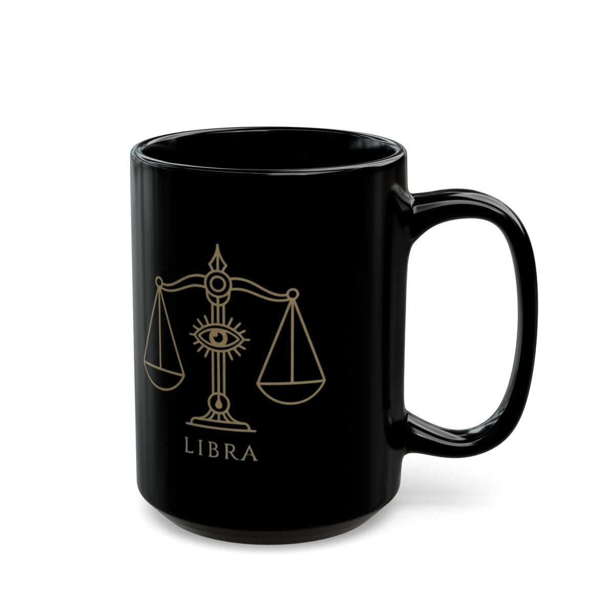 "Libra The Balanced Scales" Black Ceramic Mug — Graphic