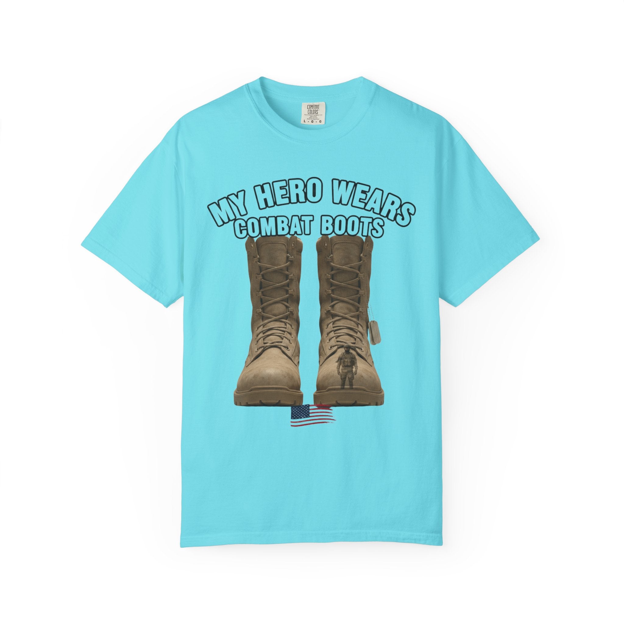 "My Hero Wears Combat Boots" Unisex Garment-Dyed T-shirt