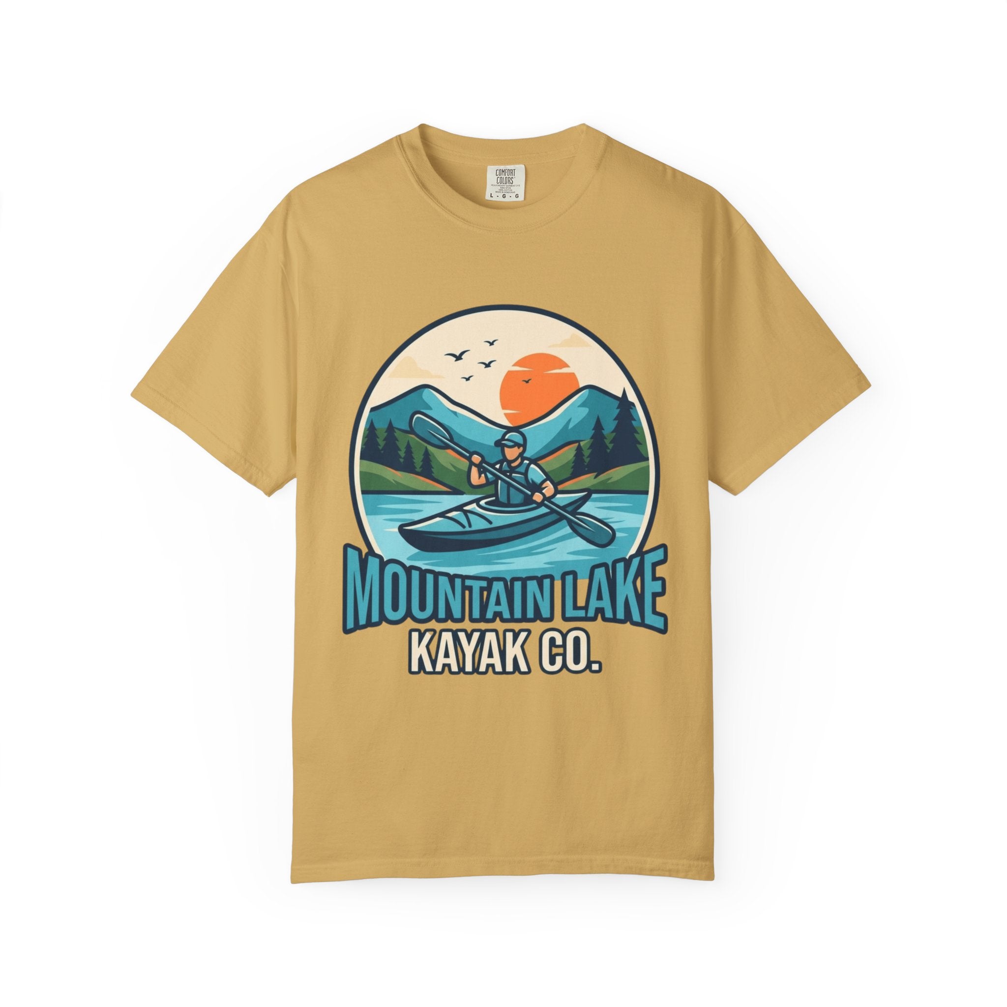 "Mountain Lake Kayak" Unisex Garment-Dyed Tee