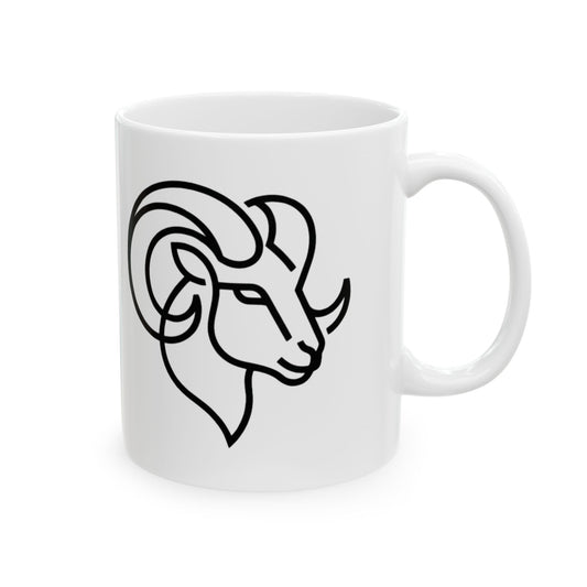 "Aries The Minimalist Ram" White Ceramic Mug — Graphic