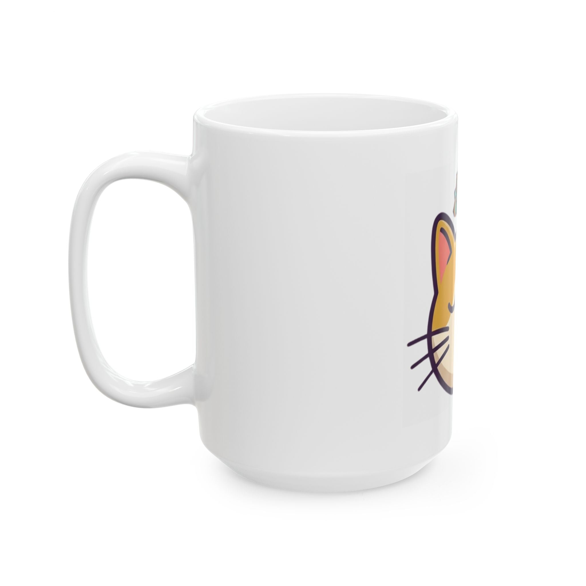 "Cat CALM" White Ceramic Mug — Graphic