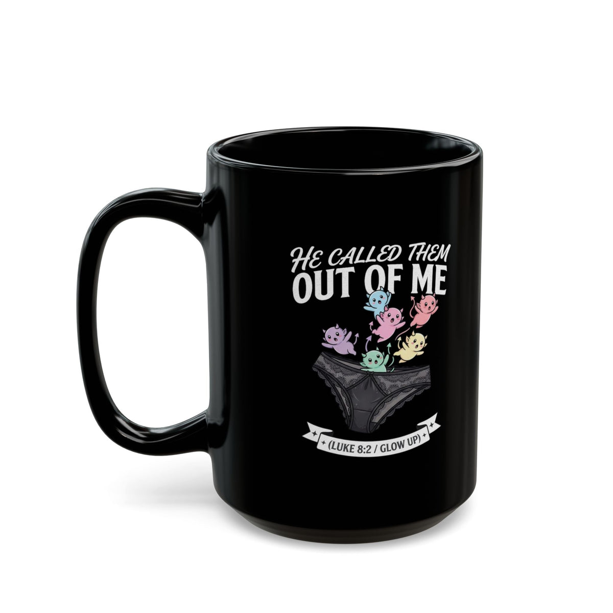 "Good Book Series He Called Them Out Of Me" Black Ceramic Mug