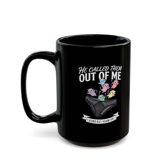 "Good Book Series He Called Them Out Of Me" Black Ceramic Mug