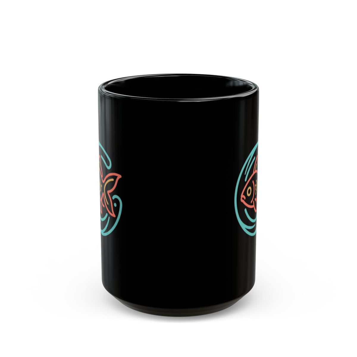 "Go Fish" Black Ceramic Mug — Graphic