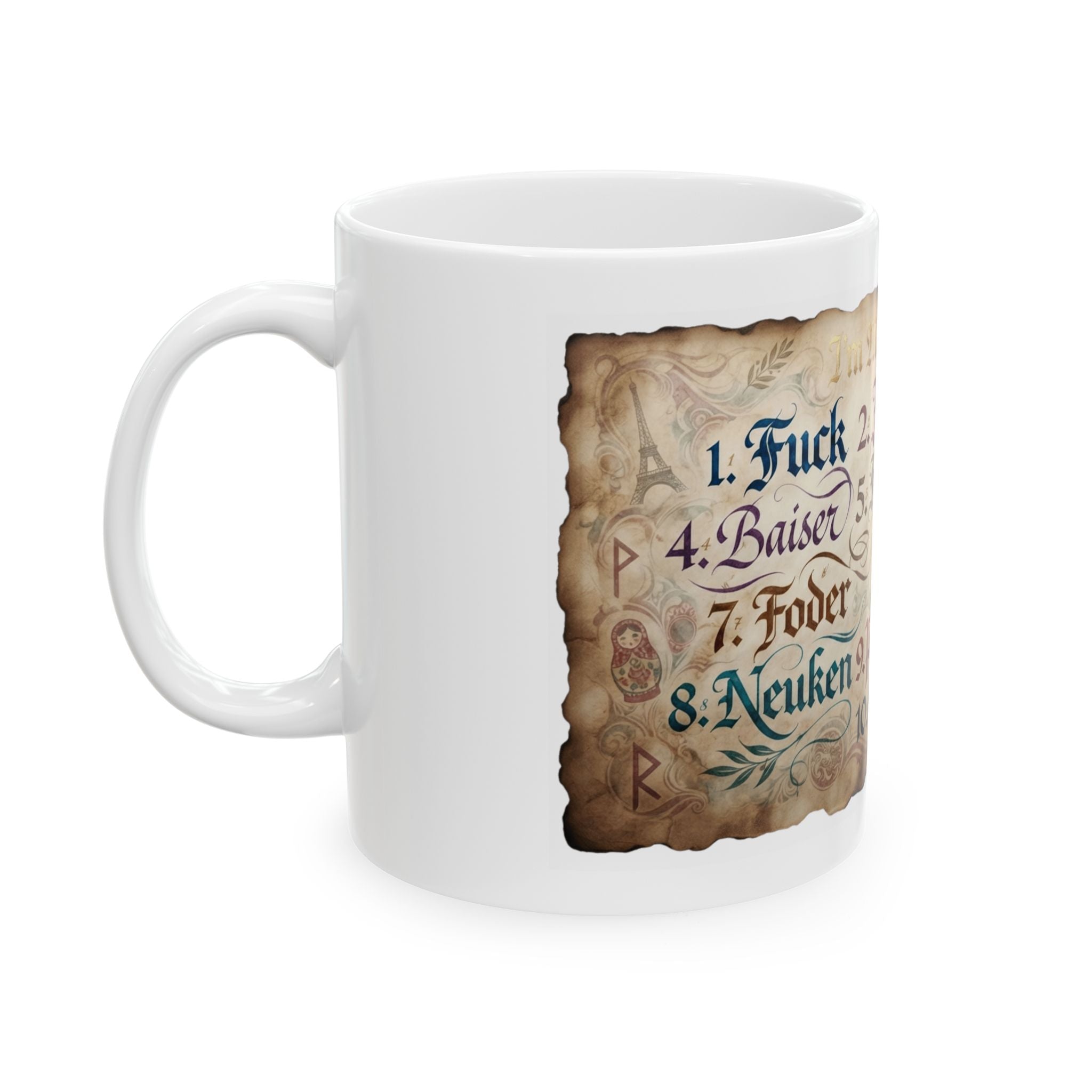 "Multilingual" White Ceramic Mug