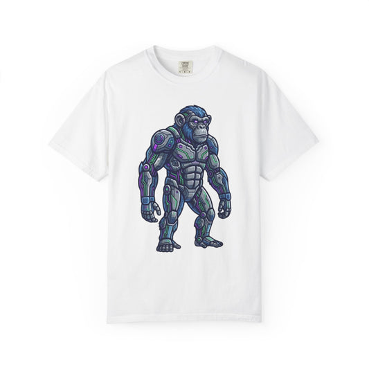 Color: White | Cyber Chimp Unisex Garment-Dyed Tee