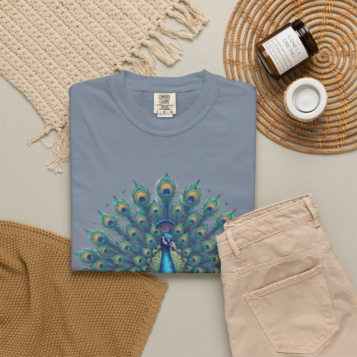 "Hippy Peacock" Unisex Garment-Dyed Tee