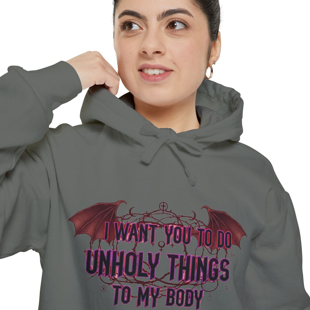 Unholy Things – Sin Responsibly | Garment-Dyed Hoodie — AttitudeShirts