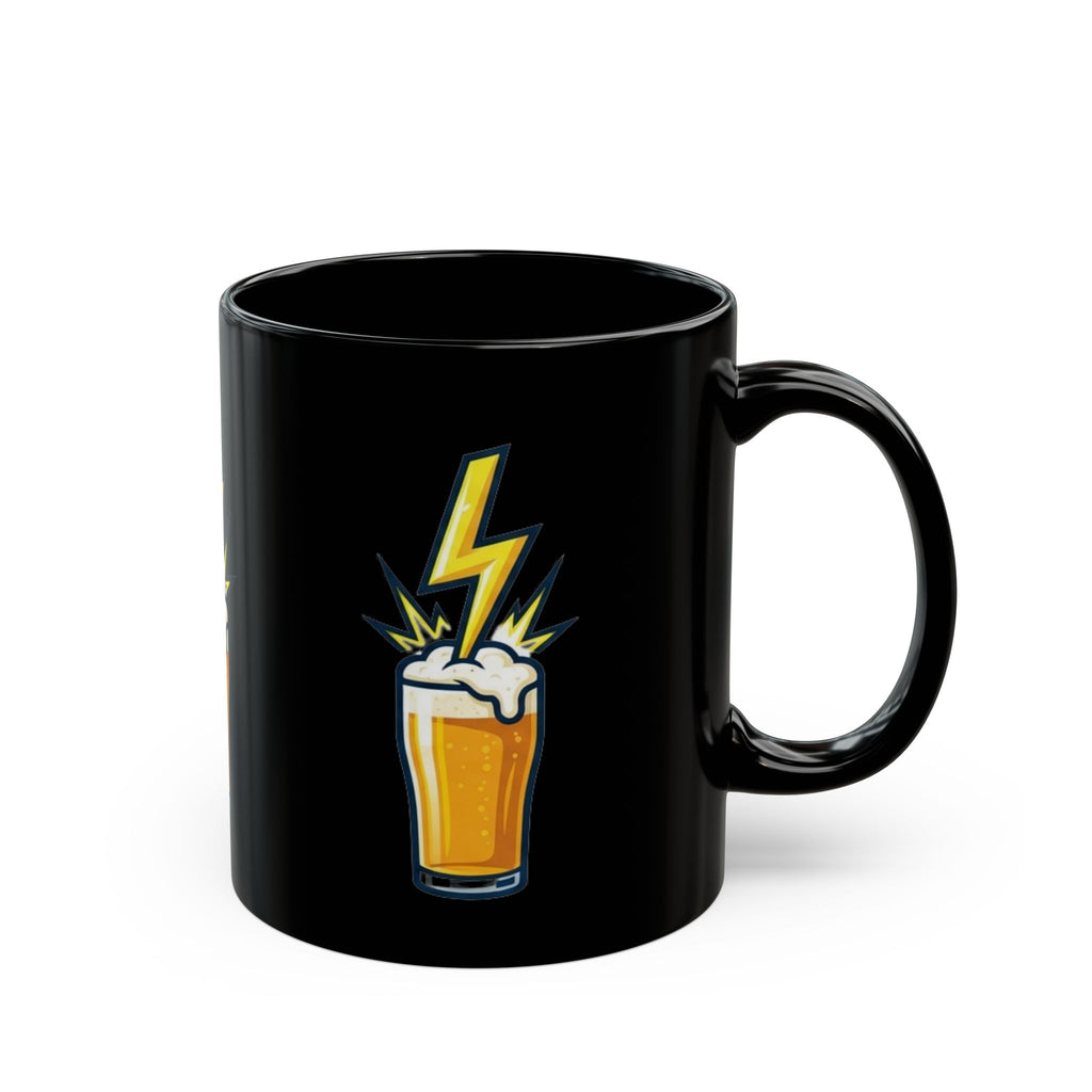 "Static Electricity Brewing" Black Ceramic Mug — Graphic