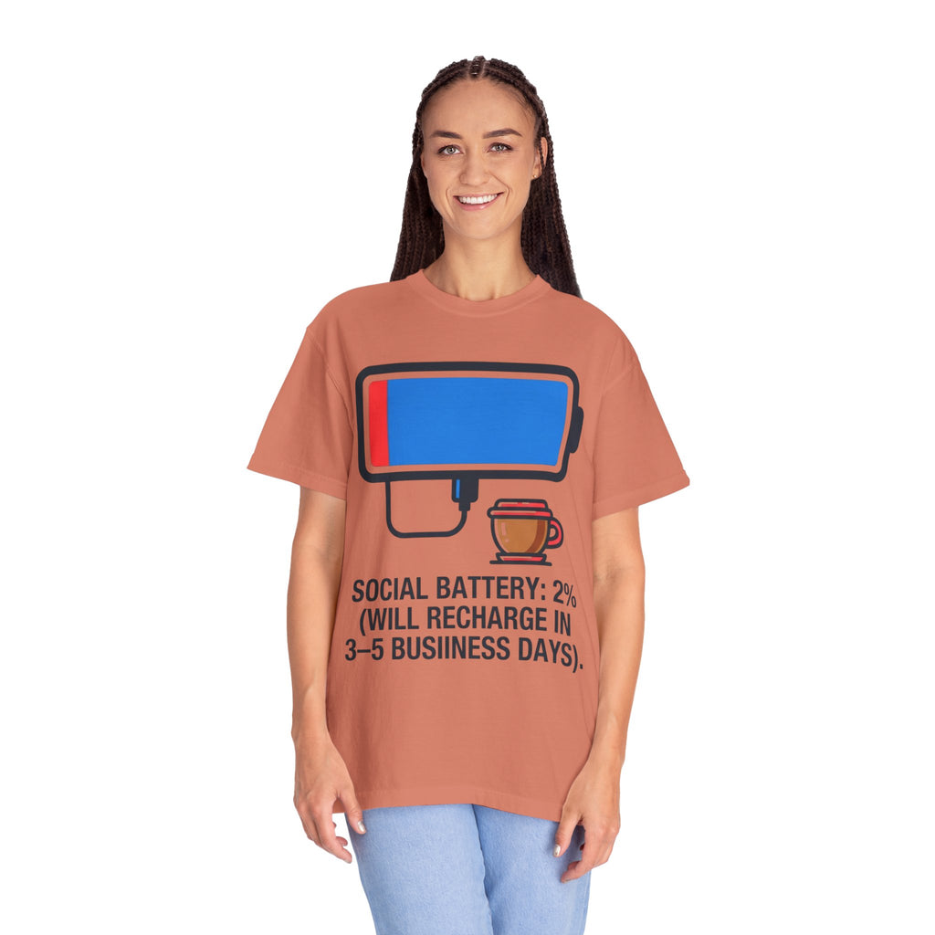 "Social Battery" Unisex Garment-Dyed Tee