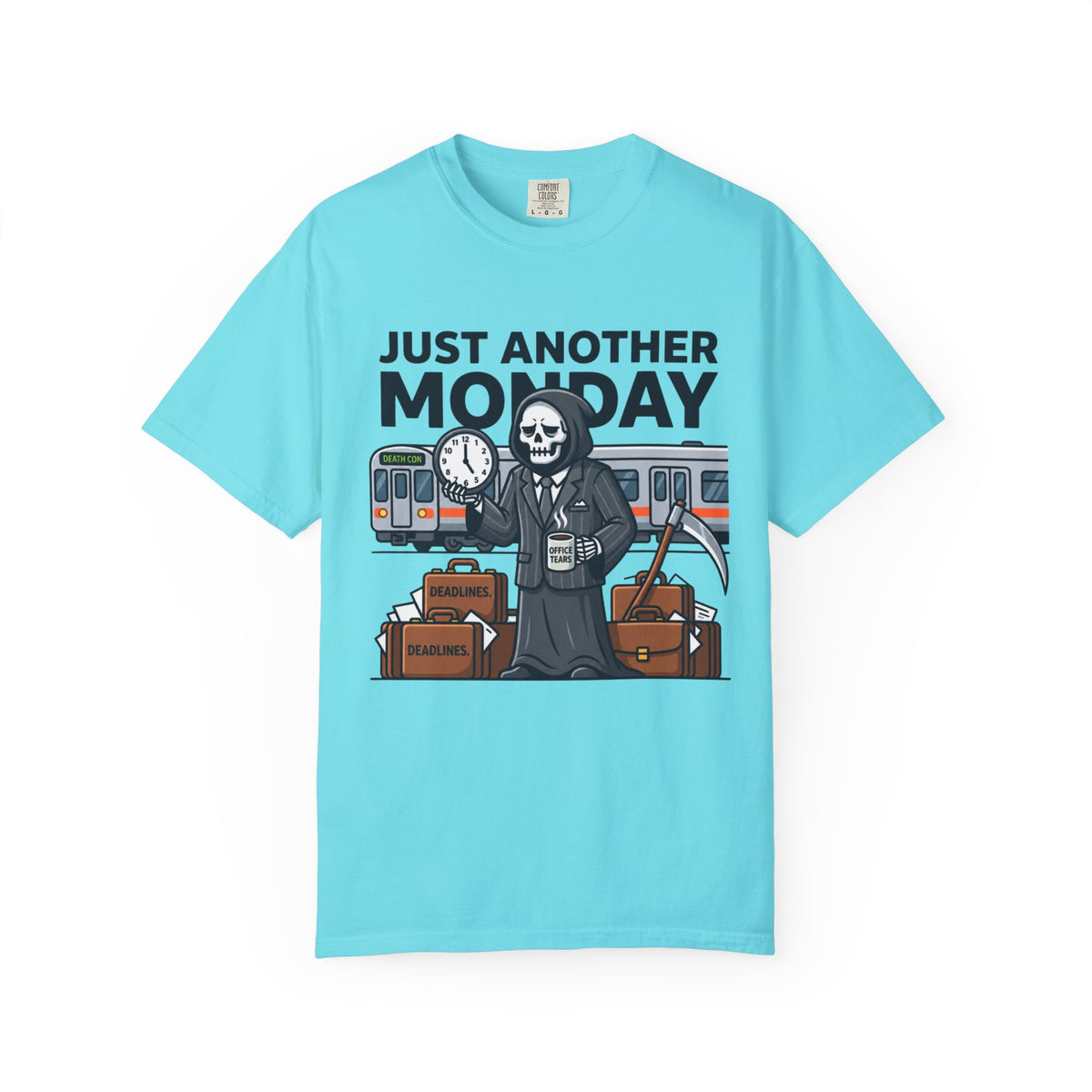 Color: Lagoon Blue | Just Another Monday Unisex Garment-Dyed Tee