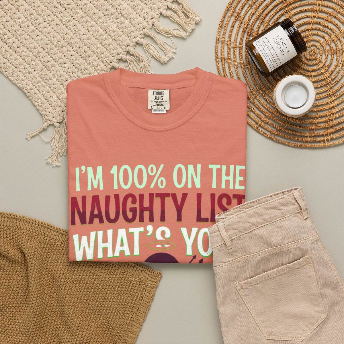 "On The Naughty List" Unisex Garment-Dyed Tee