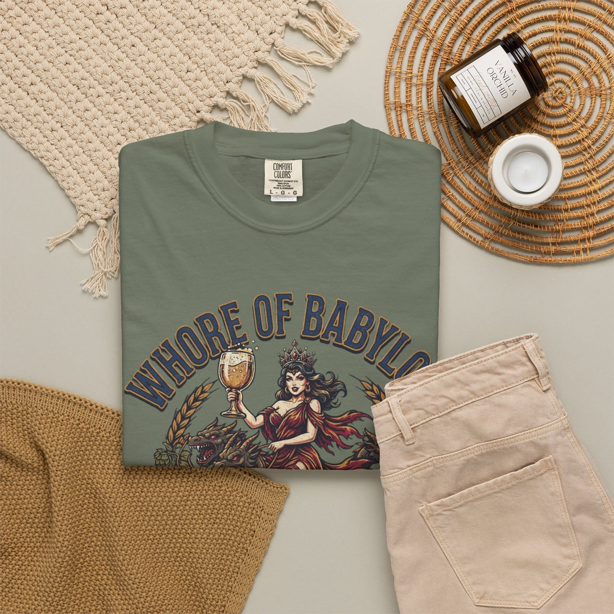 "Good Book Series Whore of Babylon" Unisex Garment-Dyed Tee