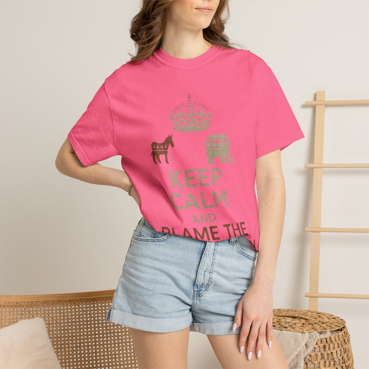 ""KEEP CALM AND BLAME THE OTHER PARTY" Unisex Garment-Dyed T-shirt