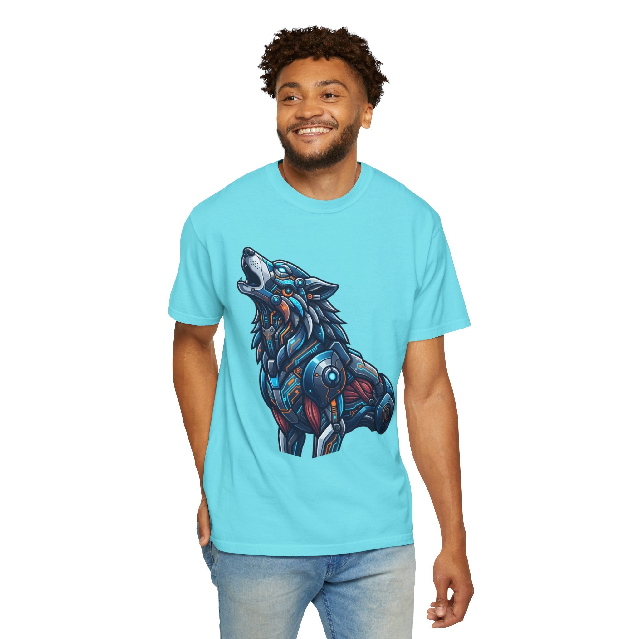 "Cyber Wolf" Unisex Garment-Dyed Tee