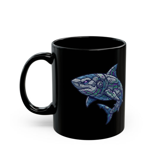 "Cyber Shark" Black Ceramic Mug