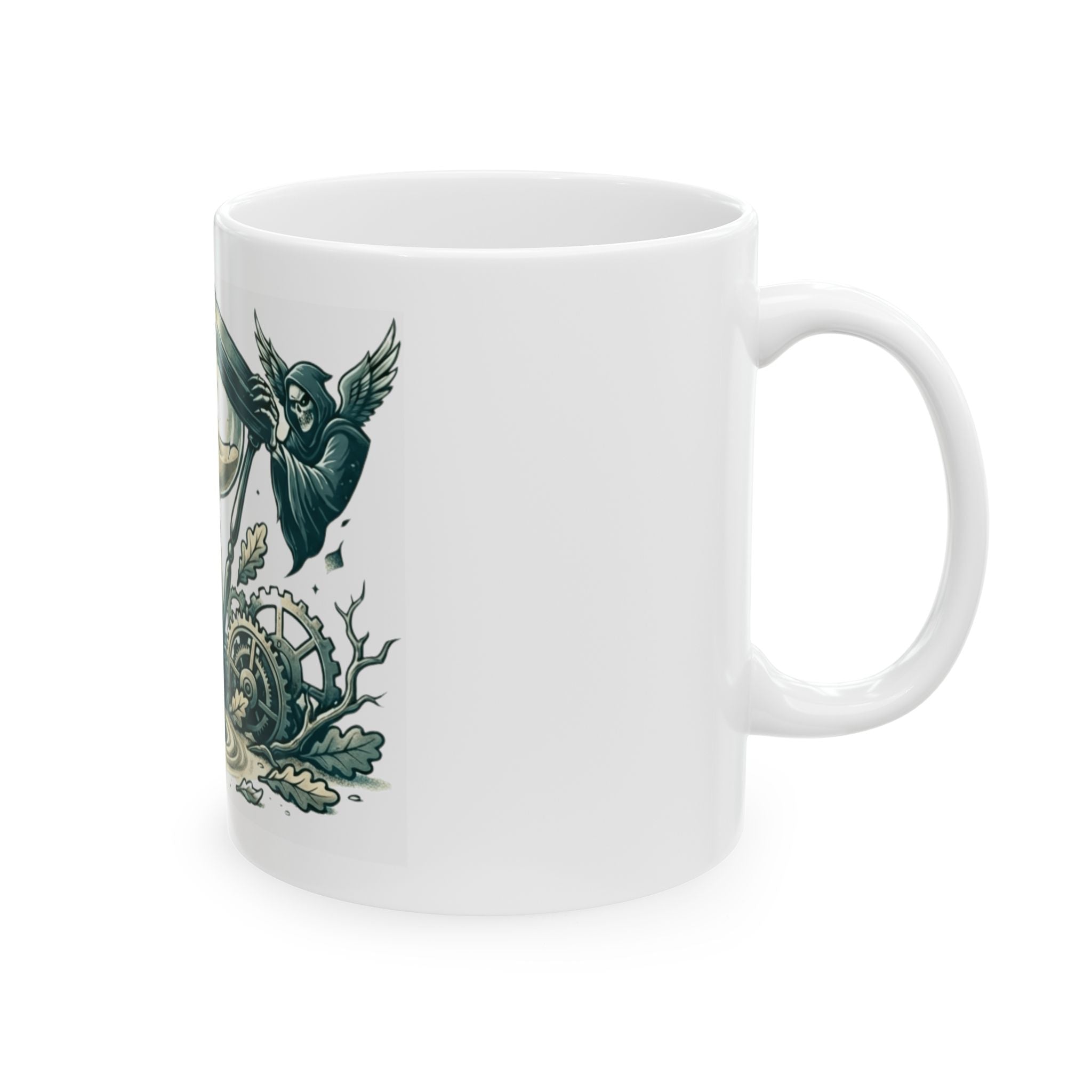 "Time is a Thief" White Ceramic Mug — Graphic