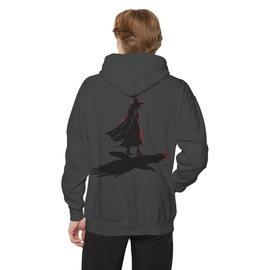 Color: Pepper | Witch With Raven Shadow Garment-Dyed Hoodie
