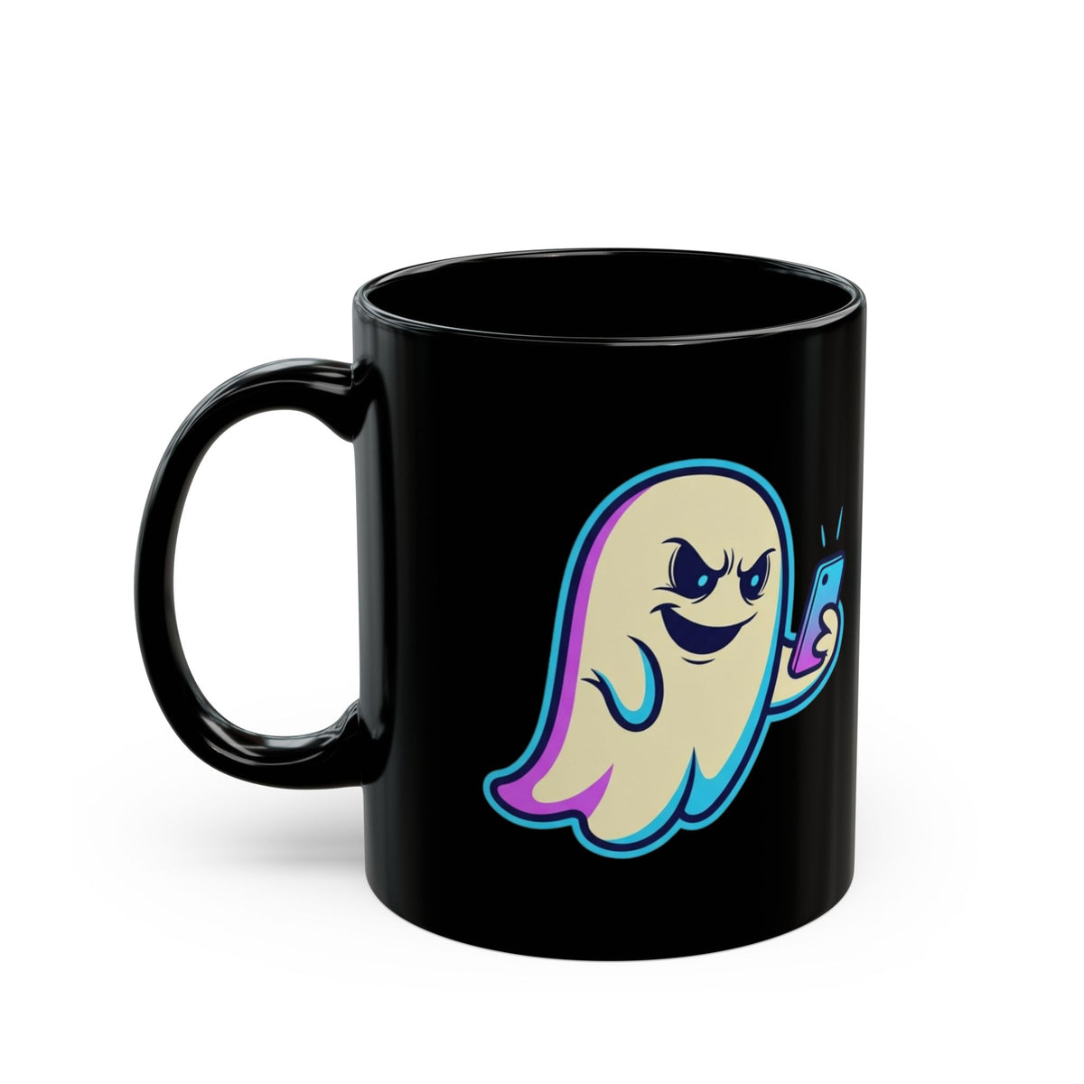 "Ghosting" Black Ceramic Mug — Graphic
