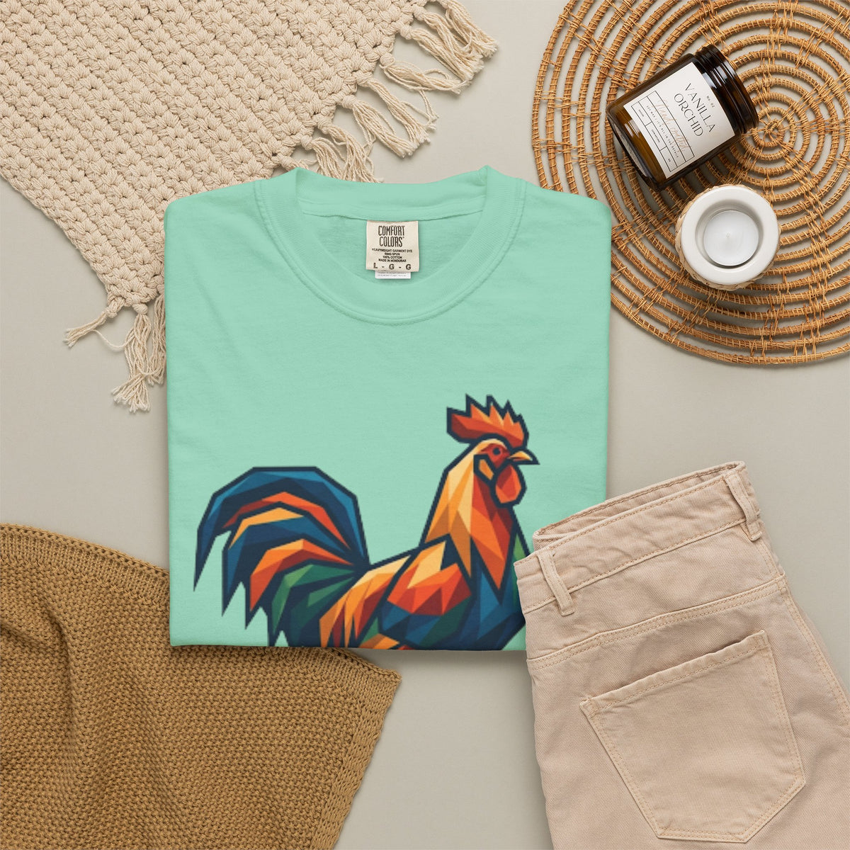 "Barnyard Rooster" Unisex Garment-Dyed Tee