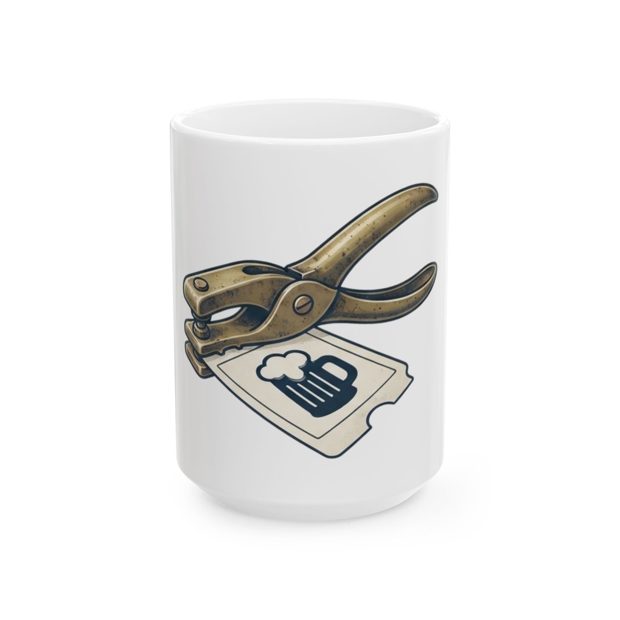 "One-Way Ticket Brewery" White Ceramic Mug — Graphic