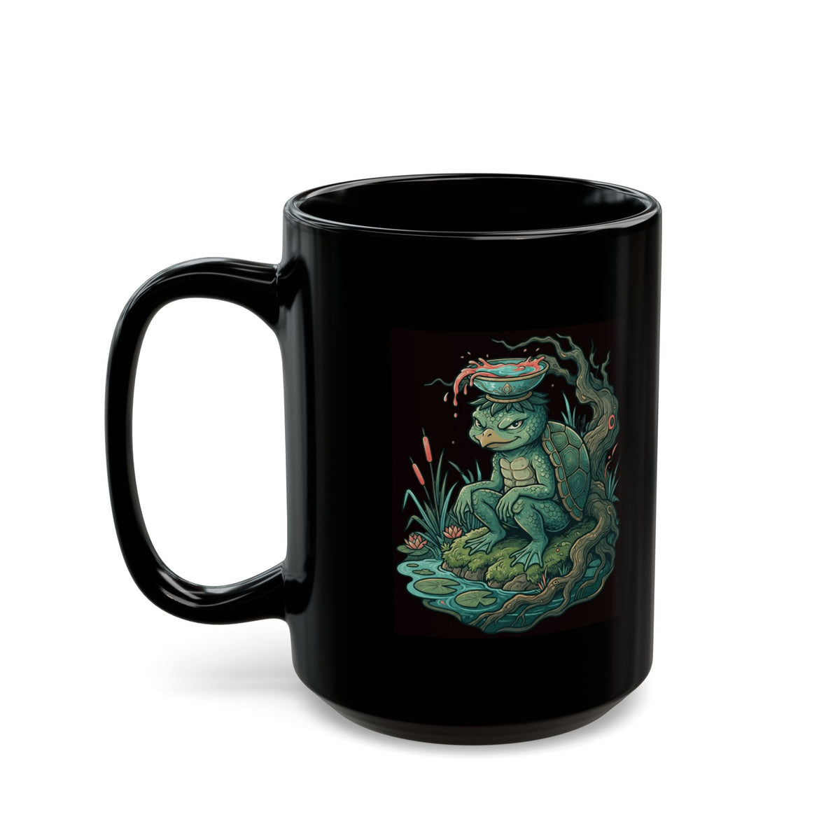 "Kappa (Japanese Folklore)" Black Ceramic Mug
