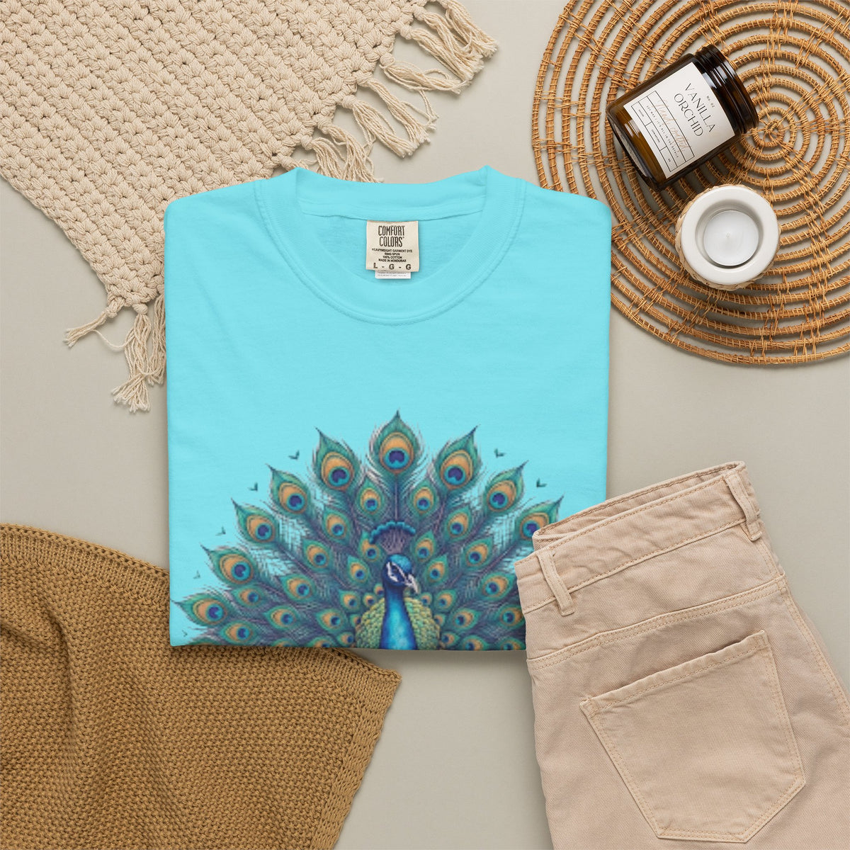 "Hippy Peacock" Unisex Garment-Dyed Tee