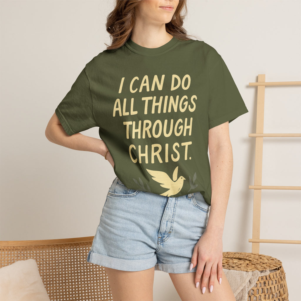 “I Can Do All Things Through Christ – Philippians 4:13” Unisex Garment-Dyed T-shirt