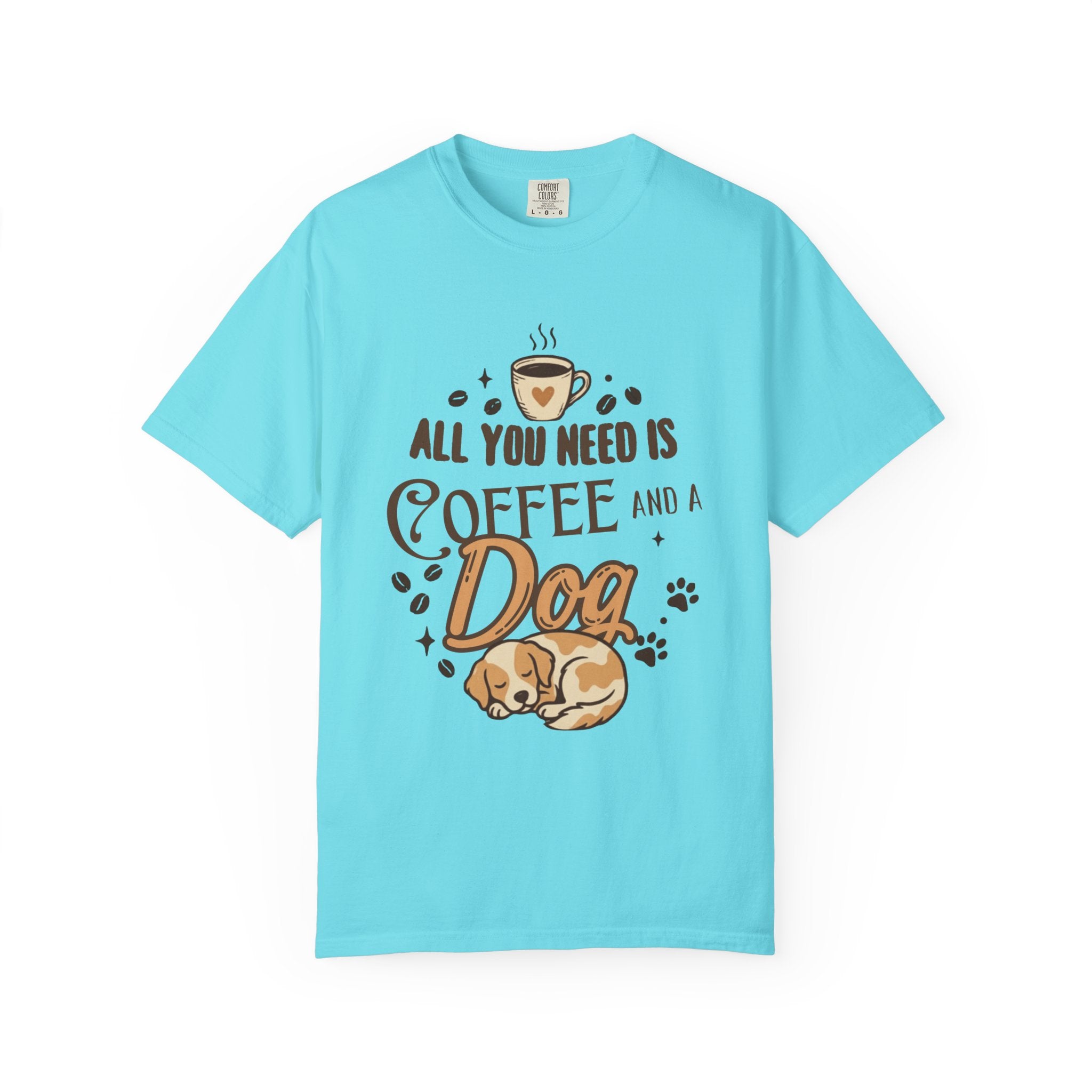 "Coffee and a Dog" Unisex Garment-Dyed Tee