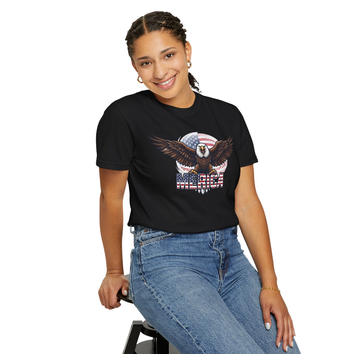 Color: Black | Merica Unisex Garment-Dyed Tee