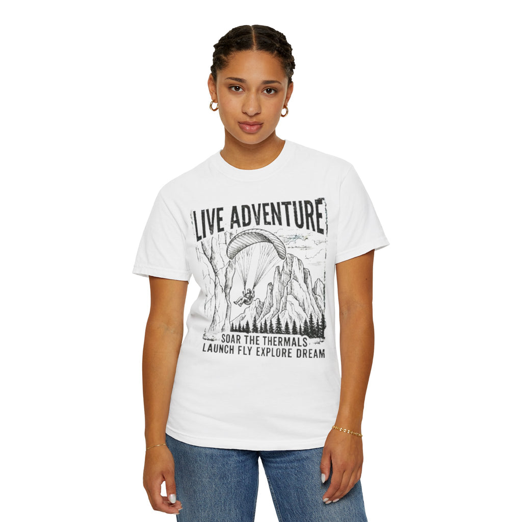"Live Adventure - Soar the Thermals" Unisex Garment-Dyed Tee