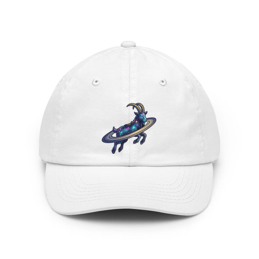 Color: White | Space Explorer Capricorn Dad Hat — Graphic
